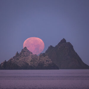 Skellig Michael and moon